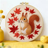 Autumn Squirrel Embroidery Kit – Cute Woodland Maple Leaf Design Kits For Stitchers