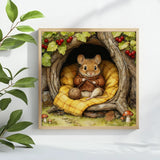 Knitting Mouse in a Cozy Tree Hollow Cross Stitch Kit 🐭🧶🍂