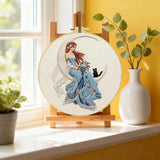 Moonlit Fairy Embroidery Kit – Enchanted Cat & Crescent Moon DIY Hand Embroidery Hoop Art Set Kits For Stitchers