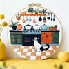 Cozy Kitchen Cat Embroidery Kit – Cottage Style DIY Stitch Pattern