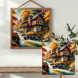 Autumn Riverside Cabin Cross Stitch Kit 🍂🏡🌊✨