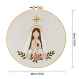 Minimalist Virgin Mary Embroidery Kit – Sacred Heart Christian Needlepoint Pattern with Floral Religious Wall Art Decor