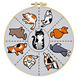 Cute Cat Poses Embroidery Kit – Kawaii DIY Hand Embroidery Hoop Art Set
