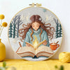 Winter Girl Reading Embroidery Starter Kit DIY – Beginner Cozy Book-Themed Hand Embroidery Kit Kits For Stitchers