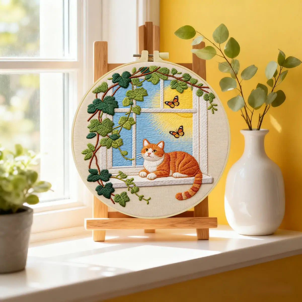 Windowsill Kitten Embroidery Starter Kit