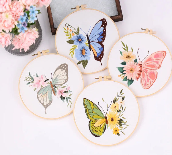 Floral Butterfly Hand Embroidery Kit