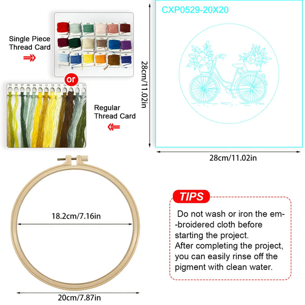 Floral Bicycle Hand Embroidery Kit