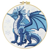 Ice Dragon Embroidery Kit for Beginners – DIY Fantasy Hand Embroidery Hoop Set