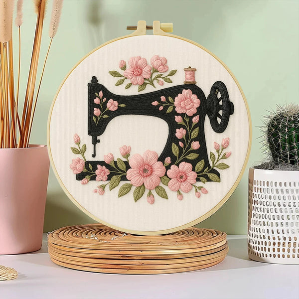 Floral Sewing Machine Hand Embroidery Kit