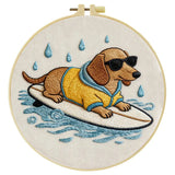 Surfing Dachshund Embroidery Kit Kits For Stitchers