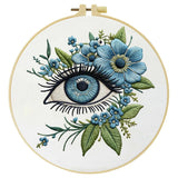 Blue Evil Eye Embroidery Kit for Beginners – DIY Floral Hand Embroidery Hoop Set