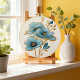 Blue Floral Embroidery Kit – DIY Elegant Flower Hoop Art for Beginners & Craft Lovers