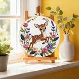 Cute Deer Embroidery Kit for Beginners – DIY Floral Hand Embroidery Hoop Set
