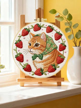 Strawberry Cat Embroidery Kit Kits For Stitchers