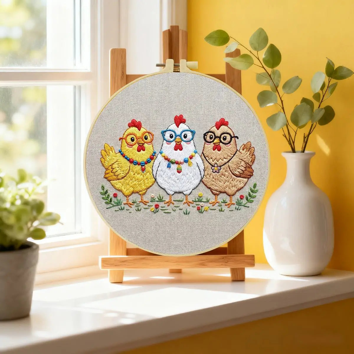 Three Chickens Embroidery Starter Kit