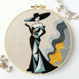 Handmade Elegant Lady Embroidery Hoop Wall Art – Vintage Fashion Portrait Decor