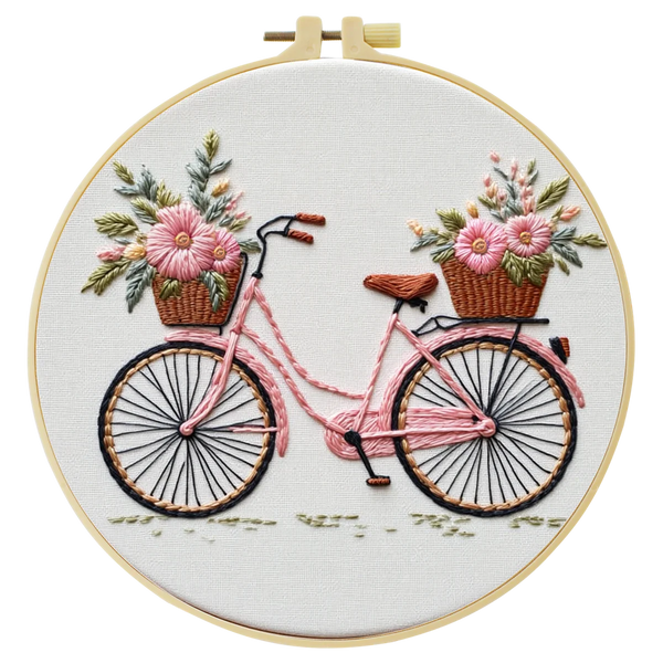 Floral Bicycle Hand Embroidery Kit
