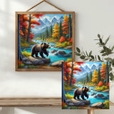 Autumn Bear Wilderness Cross Stitch Kit 🐻🍂🏔️💙✨