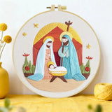 Nativity Scene Embroidery DIY Kit – Christmas Religious Beginner Stitching Kit with Hoop, Pattern & Threads The Stichers Heavane