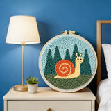 Cute Snail Punch Needle Wall Art – Handmade Embroidery Hoop Decor for Nursery & Cozy Rooms