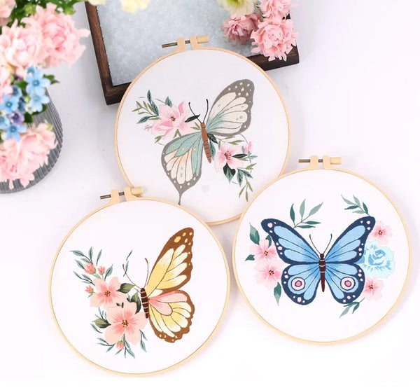 Floral Butterfly Hand Embroidery Kit