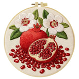 Pomegranate Embroidery Kit for Beginners – DIY Floral Fruit Hand Embroidery Hoop Set