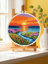 Vibrant Sunset Meadow Embroidery Kit Kits For Stitchers