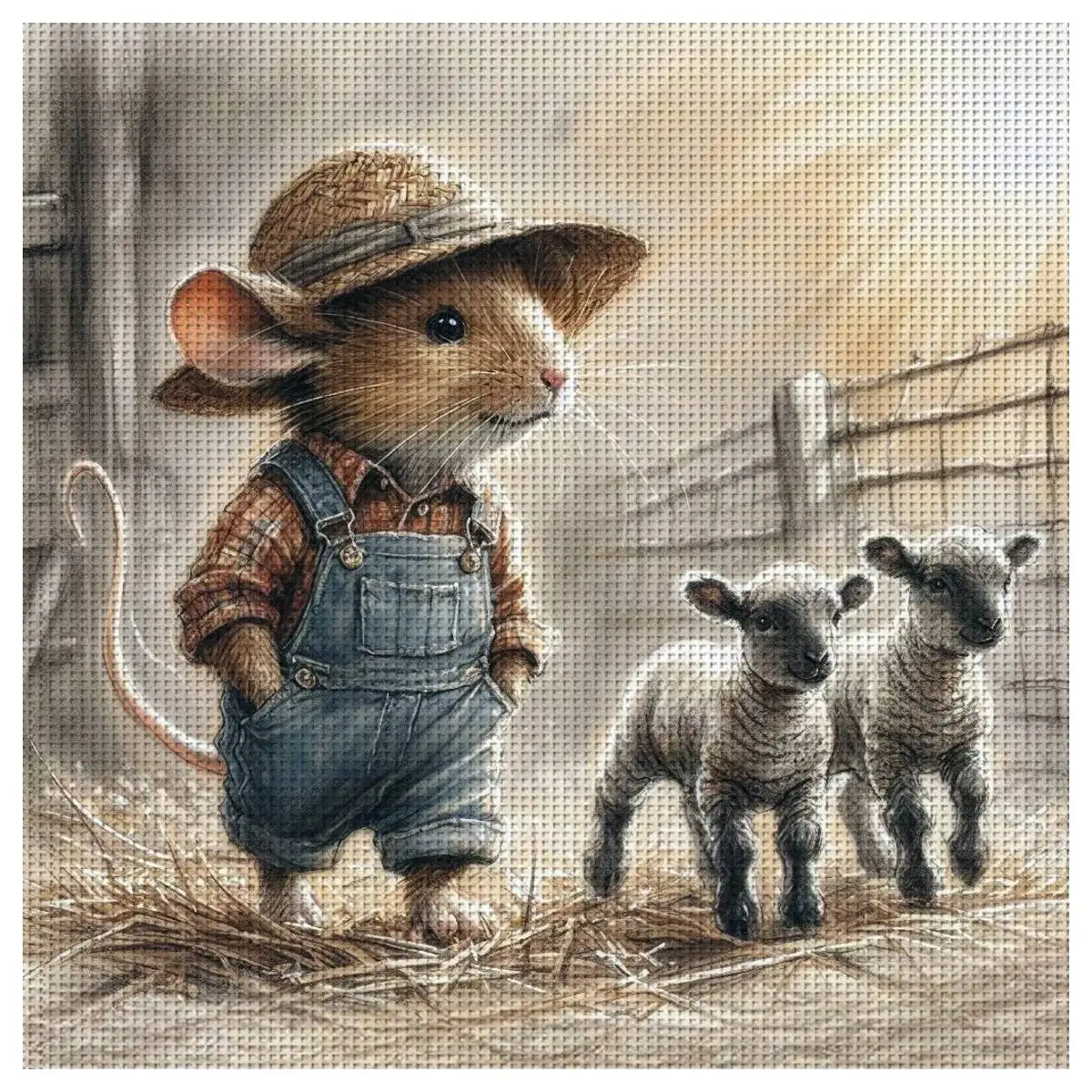 Little Farm Mouse & Lambs Cross Stitch Kit 🐭🐑🌾