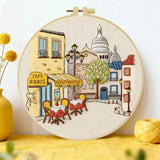 Montmartre Café Embroidery Kit – Paris Street DIY Hand Embroidery Hoop Art Set Kits For Stitchers