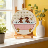 Dachshund Bath Time Embroidery Kit – Cute Sausage Dog DIY Hand Embroidery Hoop Art Set 🛁🐾 Kits For Stitchers