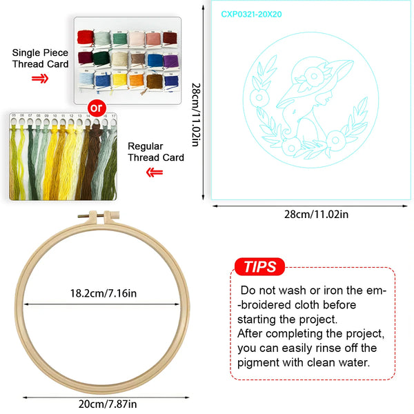 Floral Lady Portrait Hand Embroidery Kit