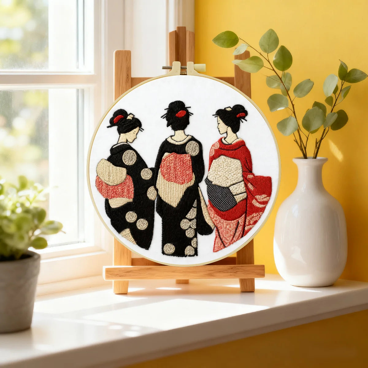 Elegant Geisha Embroidery Starter Kit – DIY Traditional Japanese Sewing Art Set for Beginners