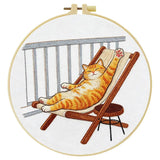 Lazy Summer Cat Embroidery Kit Kits For Stitchers