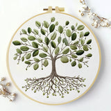 Tree of Life Embroidery DIY Kit – Botanical Nature Beginner Stitching Kit with Hoop, Pattern