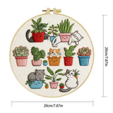 Cute Cats & Plants Embroidery Kit for Beginners – DIY Kawaii Hand Embroidery Hoop Set