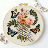 Skeleton Hand Floral Bouquet Embroidery Kit 🦋💐💀 Kits For Stitchers