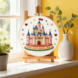 Fairytale Princess Castle Embroidery Kit – Magical Kingdom DIY Hand Embroidery Hoop Art Set Kits For Stitchers