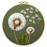 Minimalist Dandelion Embroidery Kit – Botanical Puff Flower DIY Needlepoint Hoop Art Modern Nature Decor Craft Gift for Adults