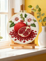 Pomegranate Embroidery Kit for Beginners – DIY Floral Fruit Hand Embroidery Hoop Set