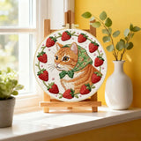 Strawberry Cat Embroidery Kit Kits For Stitchers