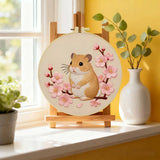 Cherry Blossom Hamster Embroidery Kit – Cute Spring Floral Animal Design Kits For Stitchers