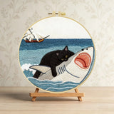 Cat vs. Shark Embroidery Kit Kits For Stitchers