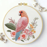 Pink Parrot Embroidery Kit