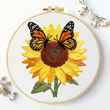 Sunflower & Butterfly Embroidery Starter Kit DIY – Beginner Floral Hand Embroidery Kit with Nature Design