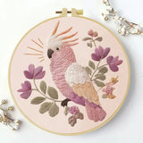 Pink Cockatoo Embroidery Kit – Floral Galah Parrot DIY Hand Embroidery Hoop Art Set Kits For Stitchers