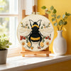 Bumble Bee Embroidery DIY Kit – Floral Insect Beginner Stitching Kit with Hoop, Pattern & Threads