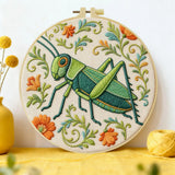 Grasshopper Embroidery Kit for Beginners – DIY Nature Hand Embroidery Hoop Set