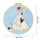 Victorian Lady Embroidery Kit – Elegant Woman with Parasol & Cat Needlepoint Pattern in Romantic Vintage Style