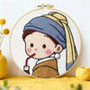 Cute Girl Drinking Coffee Embroidery Starter Kit DIY – Beginner Cartoon Hand Embroidery Kit