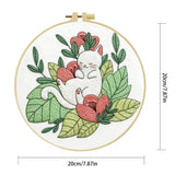 Sleeping White Cat Embroidery Kit for Beginners – DIY Floral Hand Embroidery Hoop Set